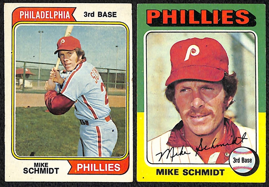 Lot of 36 Mike Schmidt & Steve Carlton Topps Cards w/ Rookies