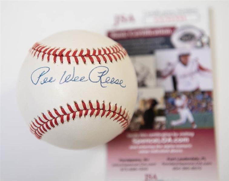 Pee Wee Reese Signed National League Baseball - JSA LOA