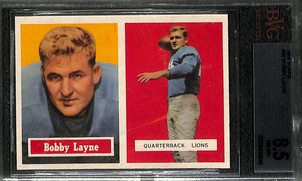 High-Grade 1957 Topps Bobby Layne Graded Beckett BVG 8.5