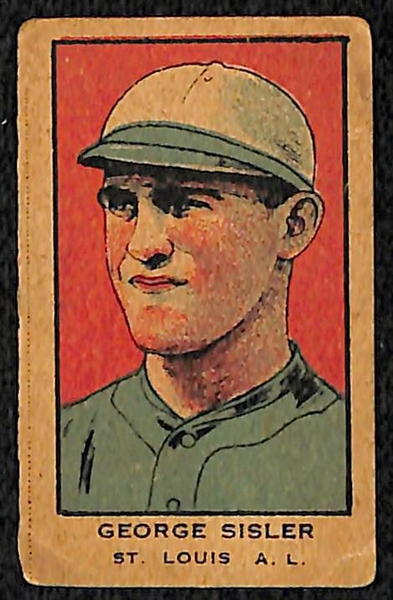 Lot of (2) 1921 W551 HOFer Strip Cards - George Sisler and Babe Ruth (Top of Card Cut Off)
