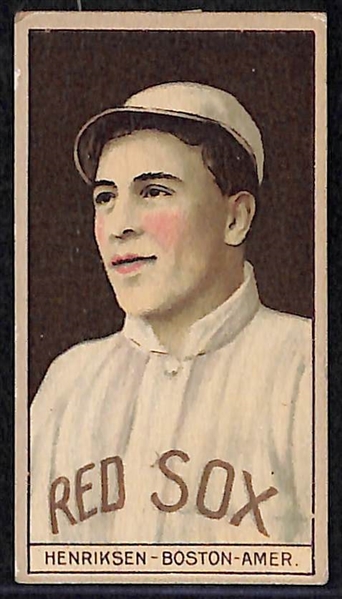 Lot of (2) 1912 T207 Recruit Cards inc. HOFer Roger Bresnahan (BVG 2.5) - St. Louis (misspelled Bresnaham) & Henriksen (Red Sox)  