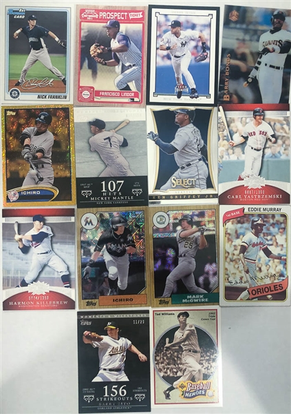 3 Row Box of Baseball Cards - Mostly from the Past 40 Years - w. Mike Trout, Rhys Hoskins, Carlos Correa, & Nolan Arenado