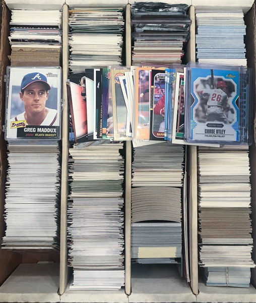 4-Row Box of Mostly Baseball Cards - w/ N. Ryan, Griffey Jr, McGwire, Utley, Thome, Mantle, Chipper Jones, +