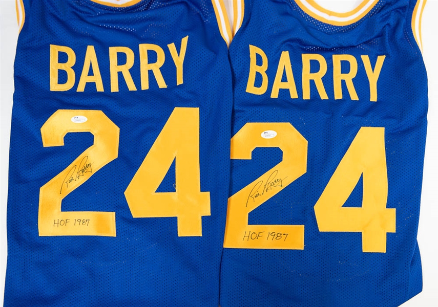 Lot of 2 Rick Barry Signed Warriors Style Jerseys - JSA