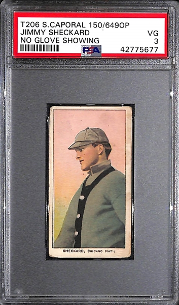 1909 T206 Jimmy Sheckard Sweet Caporal (No Glove Showing) PSA 3 