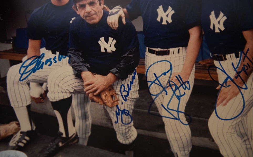 Yankees Italian Stallion 8x10 Photo Signed by Berra, Cerone, Pepitone, Righetti, & Mazzilli (JSA COA)