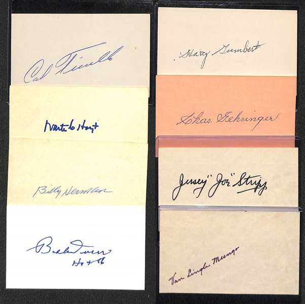 Lot of 8 Signed Baseball Index Cards w. Carl Furillo - JSA Auction Letter
