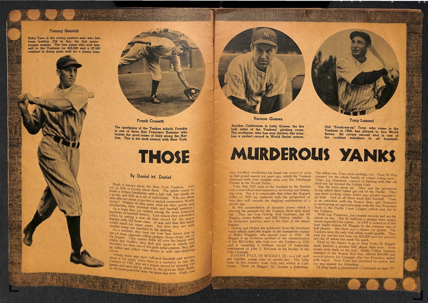 1941 Original World Series Program (Yankees vs. Dodgers) and 1937 World Series Magazine (DiMaggio Cover) - Yankees Won Both!