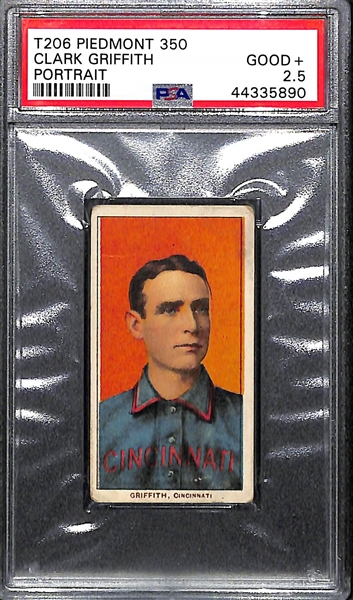 1909-11 T206 Piedmont 350 Clark Griffith Portrait Graded PSA 2.5