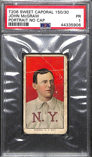 1909-11 T206 Sweet Caporal 150/30 John McGraw Portrait No Cap Graded PSA 1