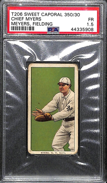 1909-11 T206 SWEET CAPORAL 350/30 Chief Myers Meyers, Fielding Graded PSA 1.5