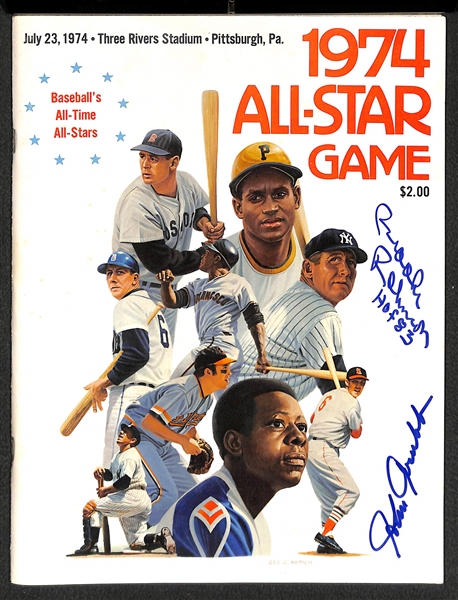 1974 All-Star Game Program Signed on the Cover by Brooks Robinson and John Grubb  - JSA Auction Letter