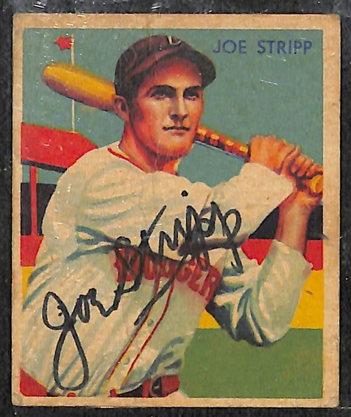 Joe Stripp Signed 1936 National Chicle Card  - JSA Auction Letter