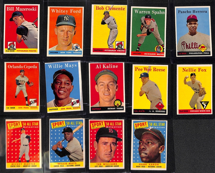 Near Complete High-Grade 1958 Topps Baseball Card Set (Missing Only 3 Cards Listed Above) w. Brooks Robinson PSA 7 (2nd Year Card)