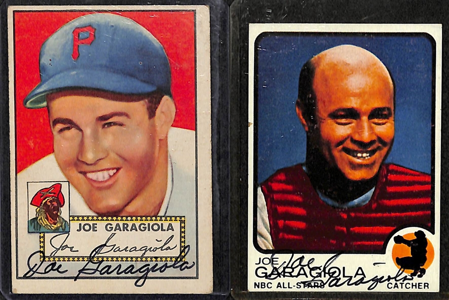 Lot of 2 Joe Garagiola Signed Cards w. 1952 Topps  - JSA Auction Letter