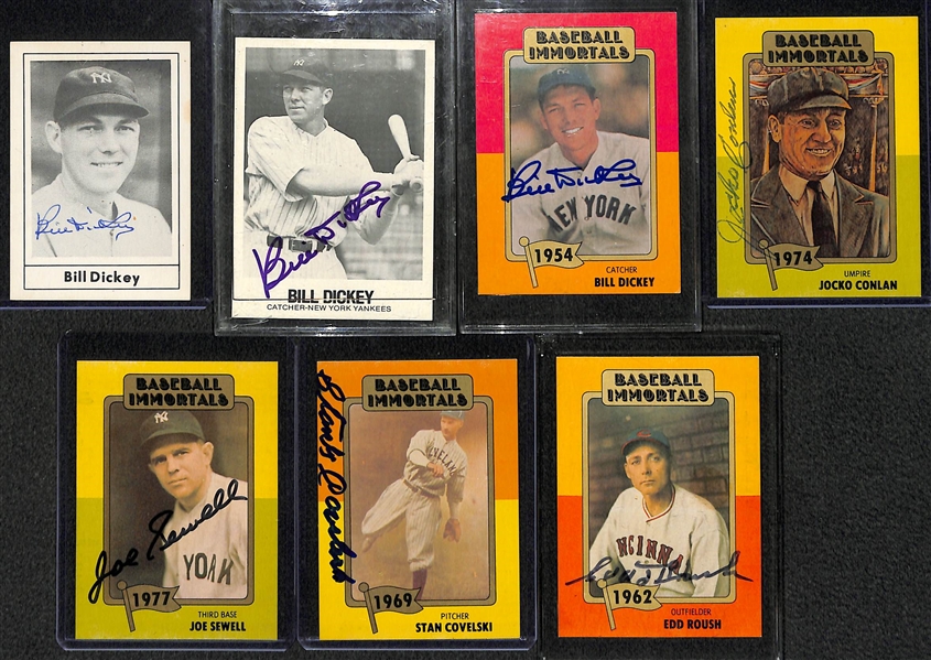 Lot of 7 Old Timers Signed Baseball Cards w. Bill Dickey  - JSA Auction Letter