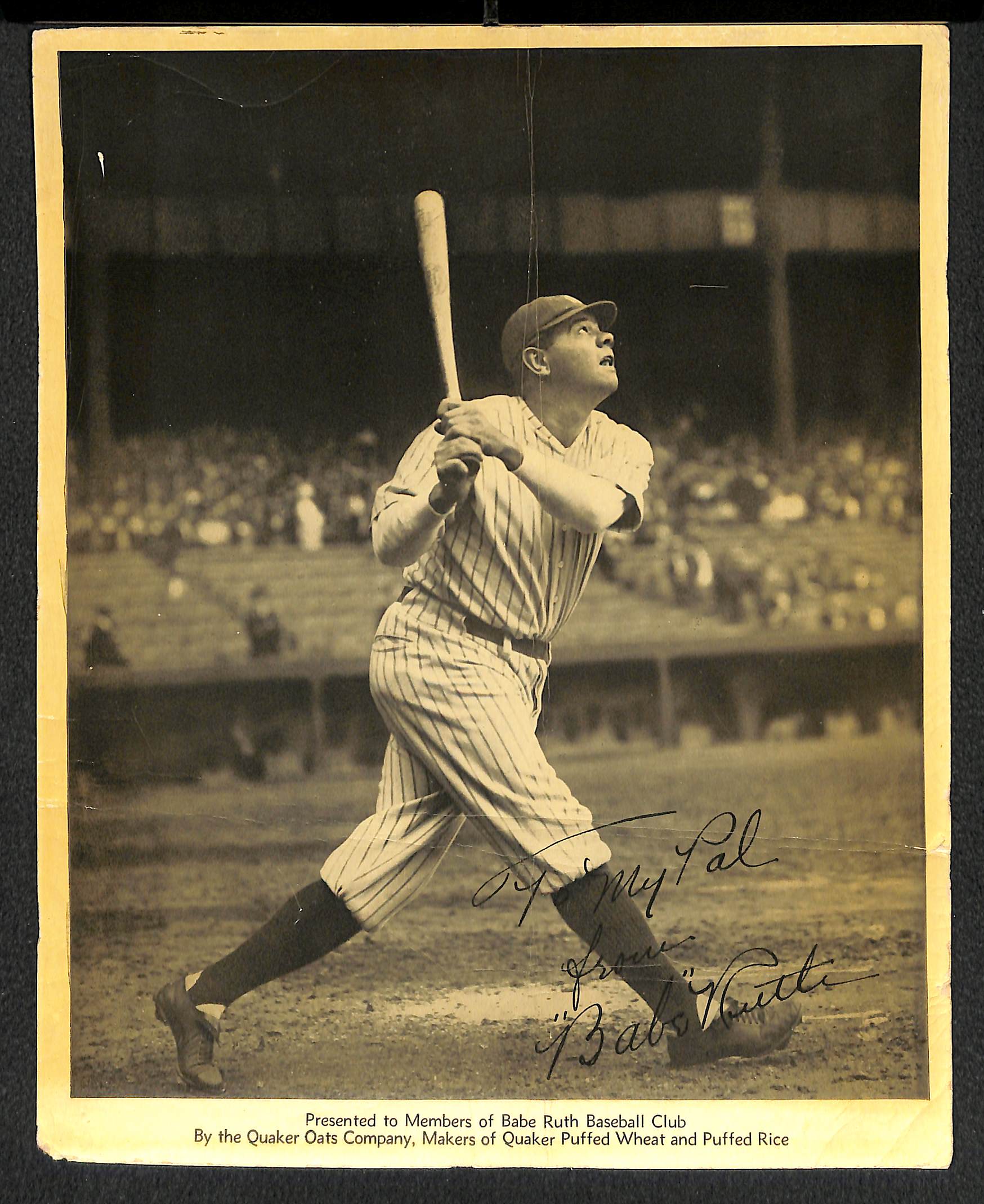 Lot Detail - 1934 Quaker Oats Babe Ruth Premium Photo