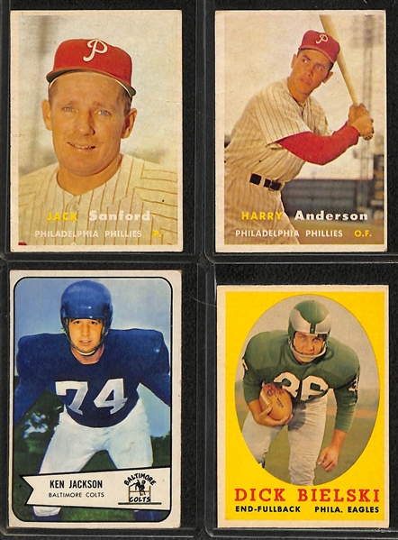 Lot of 33 Assorted 1954-1958 Topps Baseball & Football Cards w. 1956 Jackie Jensen 