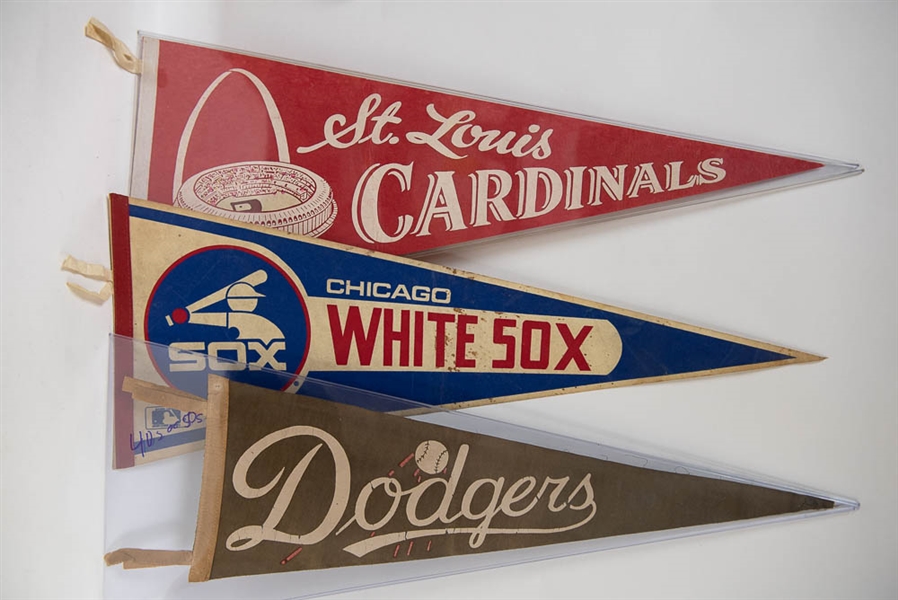 Lot of 20 Mixed Sports Vintage & Commemorative Pennants w. Dodgers
