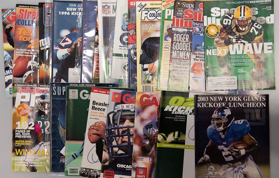 Lot of 22 Signed Football Sports Illustrated/Magazines/Books w. Mike Quick  - JSA Auction Letter