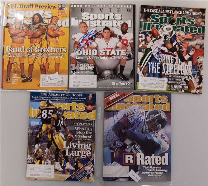 Lot of 20 Signed Football Sports Illustrated/Magazines/Booklets w. Howie Long  - JSA Auction Letter