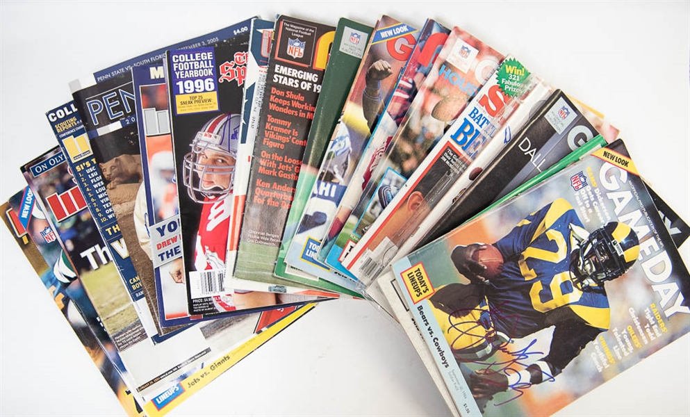 Lot of 20 Signed Football Sports Illustrated/Magazines/Booklets w. Eric Dickerson  - JSA Auction Letter