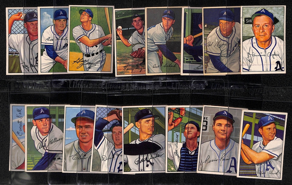 Lot of 16 1952 Bowman Baseball Cards w. Jimmy Dykes