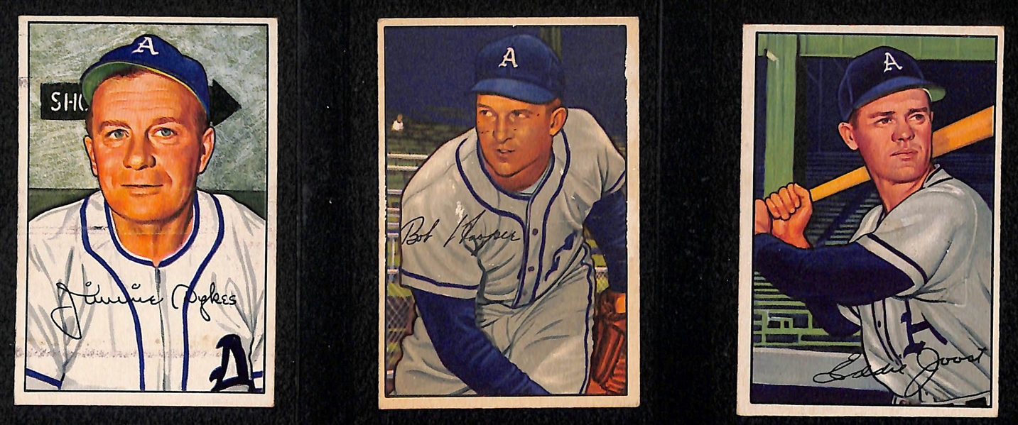 Lot of 16 1952 Bowman Baseball Cards w. Jimmy Dykes