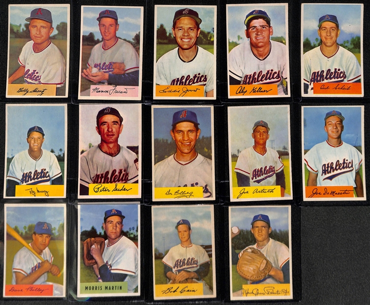1954 Bowman Baseball Philadelphia Athletics 14 Card Team Set