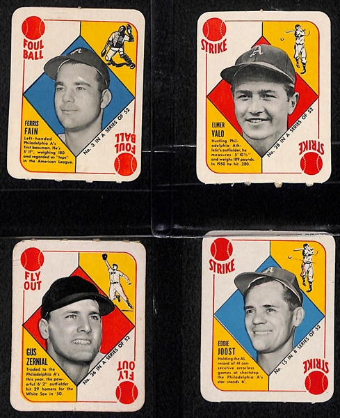 Lot of 4 1951 Topps Red & Blue Back Cards w. Eddie Joost