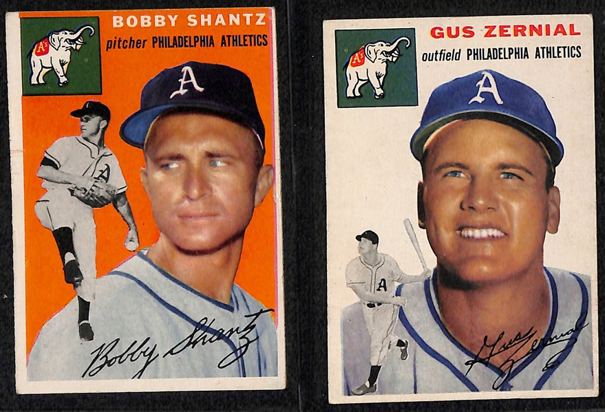 Lot of 10 1954 Topps Baseball Cards w. Bobby Shantz