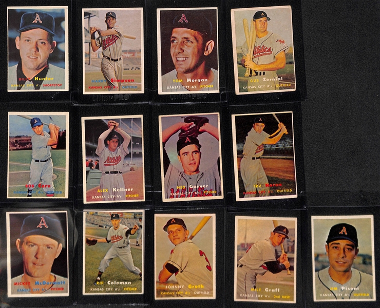 1957 Topps Kansas City Athletics 25 Card Team Set
