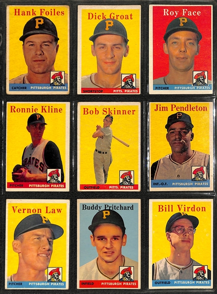 Lot of 63 1957-1958 Phillies & Pirates Cards w. Robin Roberts.