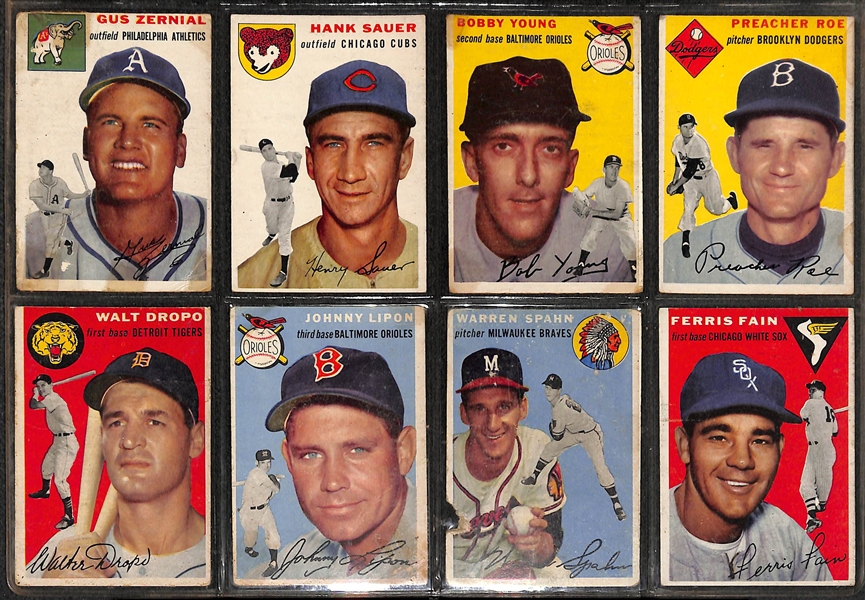 Lot of 100 Assorted 1950's Vintage Baseball Card w. Preacher Roe