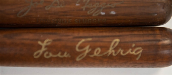 Lot of 3 Mini Vintage Hillerich & Bradsby Baseball Bats w. Gehrig & DiMaggio