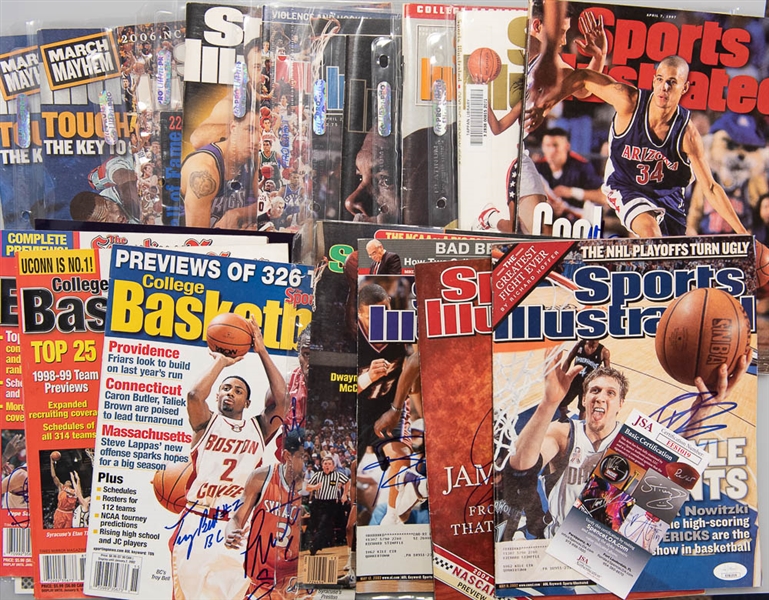 Lot of 20 Basketball Signed Sports Illustrated/Magazines/Booklets/Photos w. Sports Illustrated Signed Dirk Nowitzki - JSA (Includes 15 Signed Sports Illustrated Magazines) - JSA Auction Letter