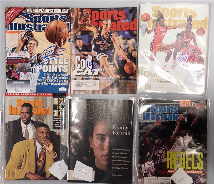 Lot of 20 Basketball Signed Sports Illustrated/Magazines/Booklets/Photos w. Sports Illustrated Signed Dirk Nowitzki - JSA (Includes 15 Signed Sports Illustrated Magazines) - JSA Auction Letter