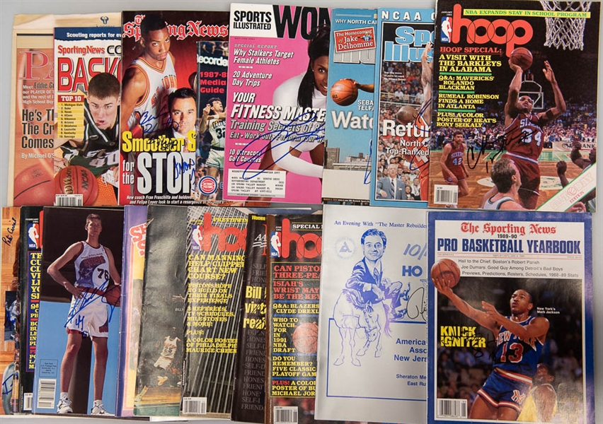 Lot of 20 Basketball Signed Sports Illustrated Magazines, Other Magazines, & Booklets w. Charles Barkley - JSA Auction Letter  