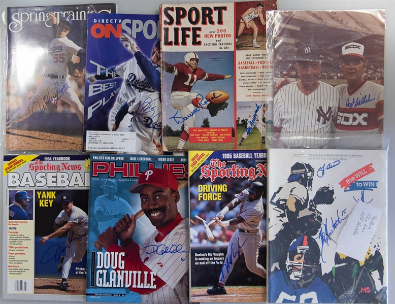 Lot of 13 Baseball Signed Magazines/Booklets/Photos w. Yogi Berra & Hoyt Wilhelm - JSA Auction Letter