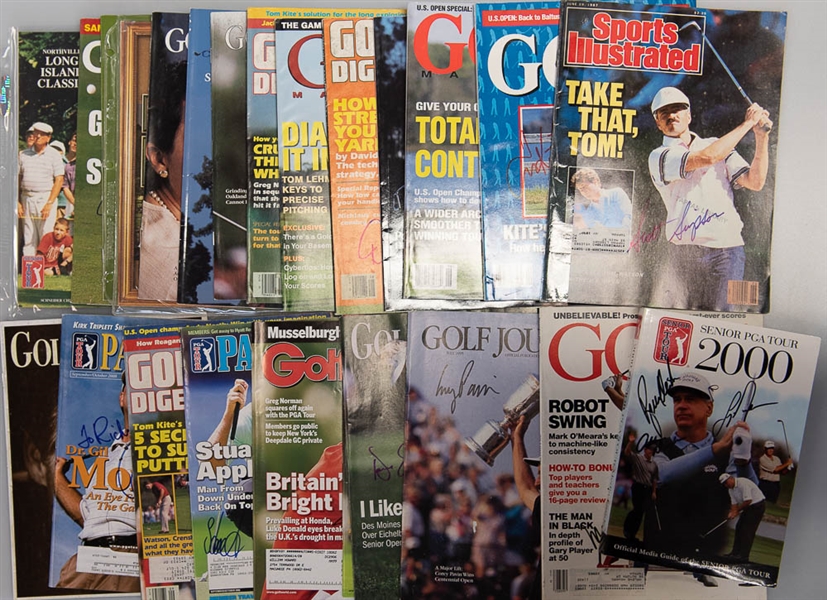 Lot of 25 Golf Signed Magazines/Booklets/Photos w. Sports Illustrated - JSA Auction Letter