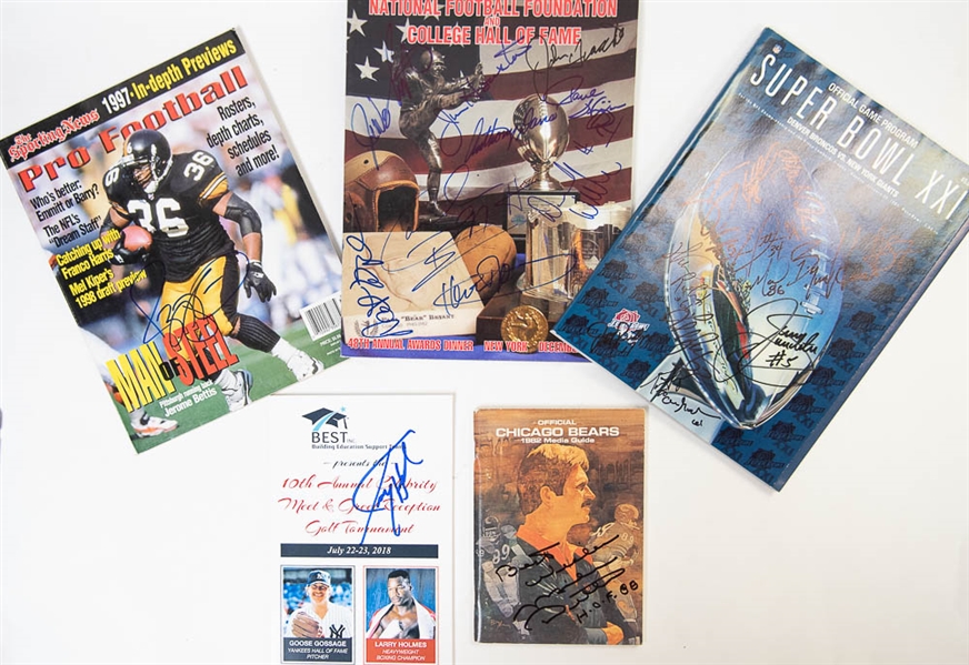 Lot of 5 Football Signed Magazines w. Bettis & Ditka - JSA Auction Letter