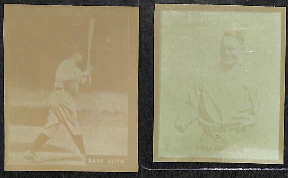 1930 Ray-O-Print Babe Ruth Batting & Lou Gehrig Cards (2x1.5)