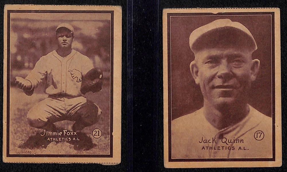 Lot of 2 1931 W517 Cards of Jimmie Foxx and Jack Quinn