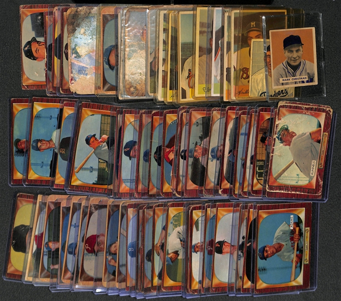 Lot of 65 Bowman Baseball Cards From 1949-1955 w. Mark Christman