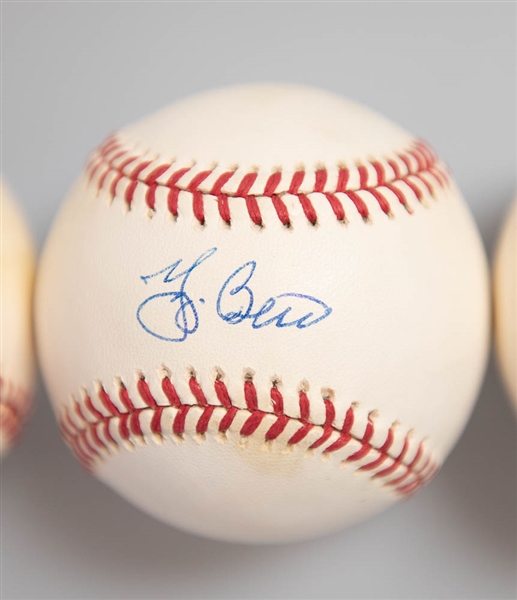 Lot of 3 Yankees HOF Signed Baseballs w. Yogi Berra - JSA Auction Letter