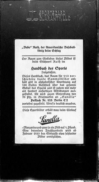 1932 Sanella Babe Ruth (Type 2) Graded SGC 20 (1.5)
