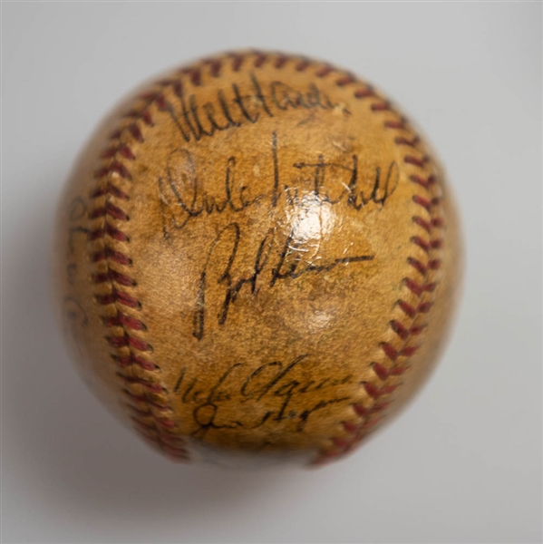 Lot of (2) Signed Baseballs - 1954 NY Giants (WS Champs) & 1954 Indians (AL Champs) w/ Wilhelm  - JSA Auction Letter