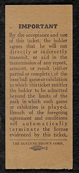 c. 1940s New York Giants Baseball Ticket
