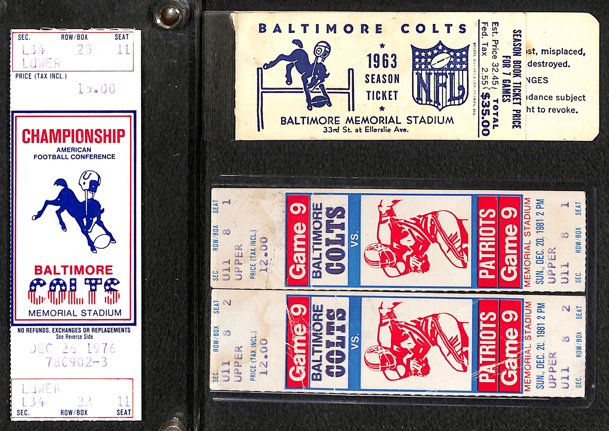 Lot Detail Baltimore Colts Ticket Lot W 1976 AFC Championship Game lot-detail-baltimore-colts-ticket-lot-w-1976-afc-championship-game