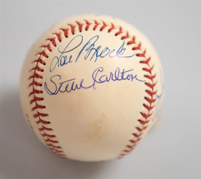 1967 St. Louis Cardinals World Champion Team Signed Baseball (7 Autographs with Gibson, Brock, Schoendienst, Carlton, Cepeda, Woodeshick)  - JSA Auction Letter